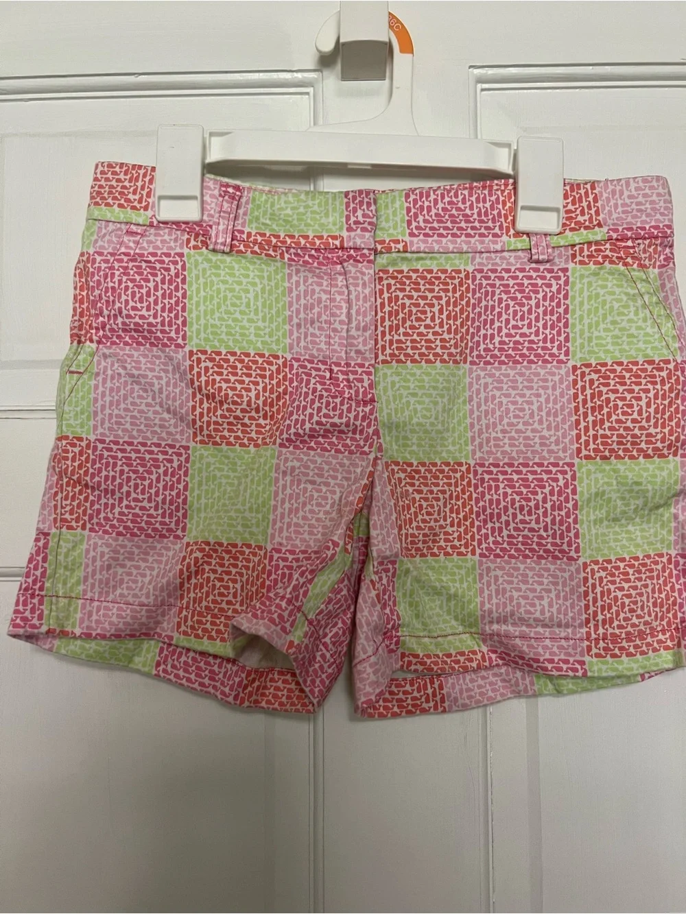 Vineyard Vines Girls Checkerboard Shorts in Pink, Lime & Coral